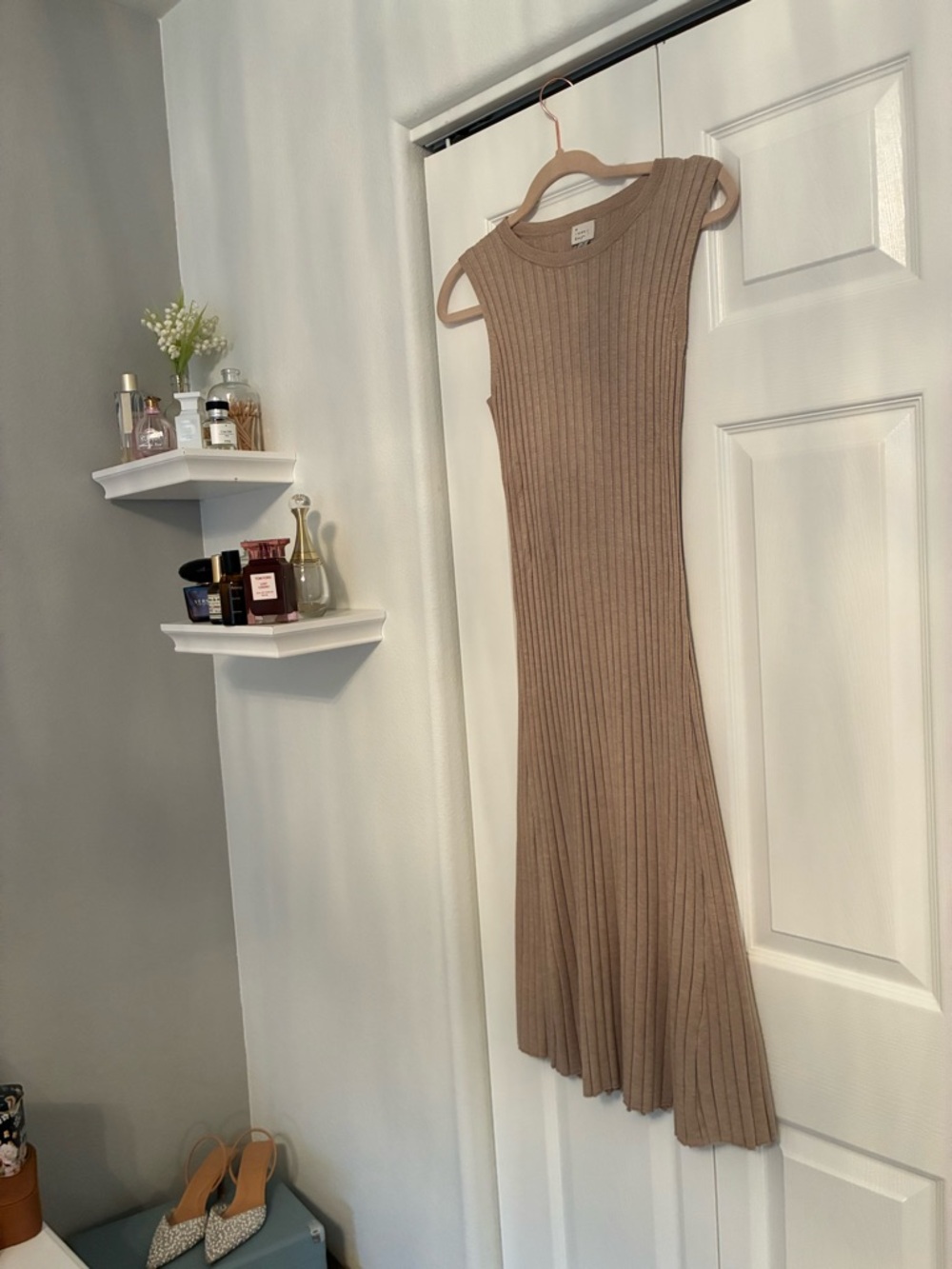 a new day Ribbed Sleeveless Maxi Dress - Taupe - Size S (fits like size S, not M